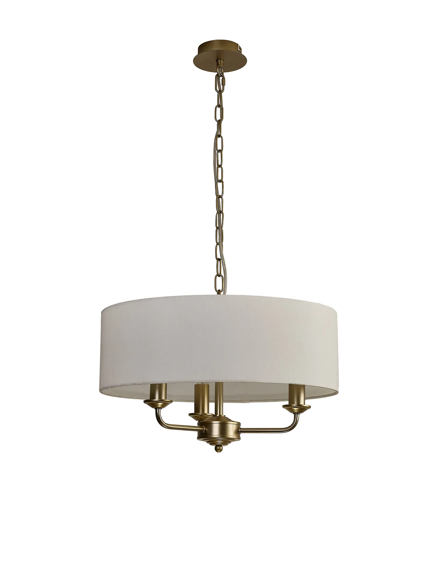 Banyan 45cm 3 Light Pendant Champagne Gold, White DK0941  Deco Banyan CG WH